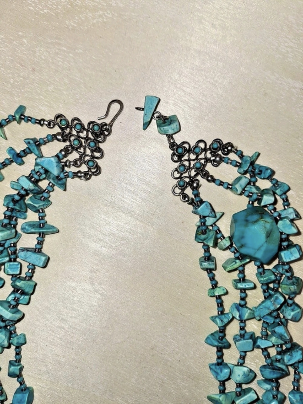 Turquoise Multi-Strand Statement Necklace - Picture 6 of 7